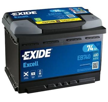 akumulátor 12V 74Ah 680A EXIDE EXCELL 278x175x190 +pól vpravo