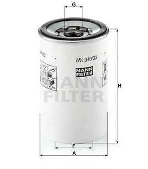 filtr paliva MANN WK 940/33 x VOLVO FH12, RENAULT Magnum, VOLVO FM