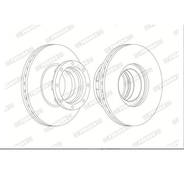 kotouč brzdový FERODO zadní chlazený MAN L2000, DAF, MERCEDES
