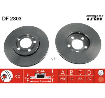 kotouč brzdový TRW přední L/P odvětrávaný zesílený 22mm