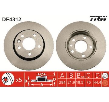 kotouč brzdový zadní TRW chlazený 294mm lakovaný