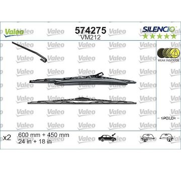 stěrač VALEO VM212 SILENCIO 600mm+450mm ramínkový