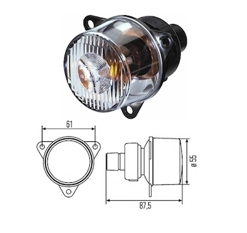 svítilna směrová přední čirá L+P HELLA 12V/24V MERCEDES Intouro, IRISBUS