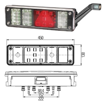 svítilna zadní skupinová L 30x LED HELLA Plus s tykadlem ADR