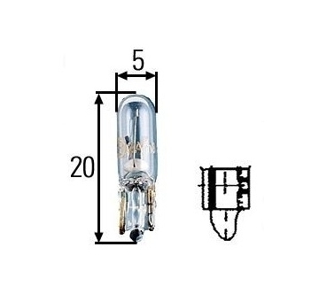 žárovka 12V/1,2W W2x4,6d HELLA celoskleněná