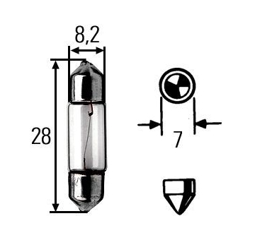 žárovka 24V/3W SV7-8 8,2x28mm HELLA