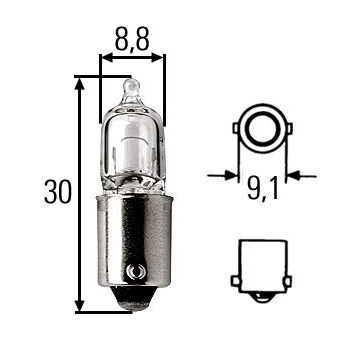 žárovka YL 12V/20W BA9S HELLA