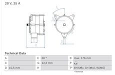 alternátor BOSCH 28V 35A MERCEDES, MAN