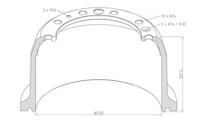 buben brzdový zadní 420x216x287,5/285/335/24x10 DAF 95XF, DAF 85