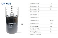 filtr oleje FILTRON OP626 MAN, MERCEDES, SOLARIS