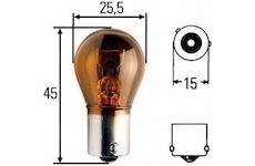 žárovka 12V/21W BaU15s oranžová HELLA